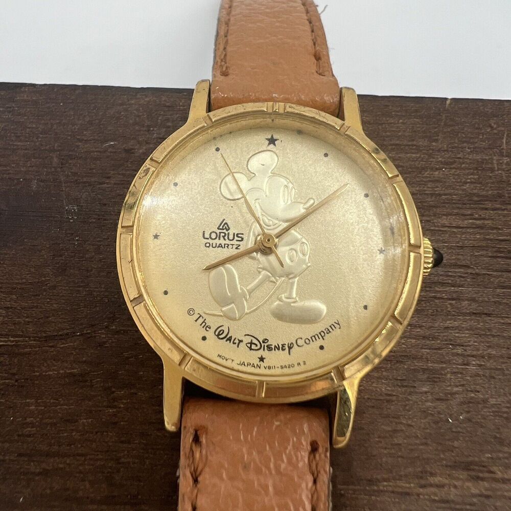 Vintage Lorus Disney Mickey Mouse Watch Women Gold Tone V811-1410 New Battery
